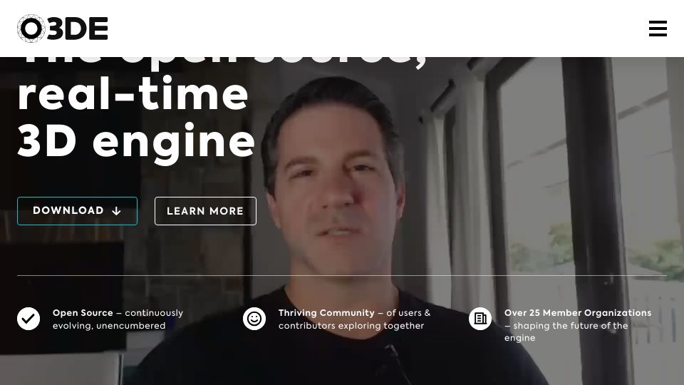 Screenshot of o3de.org: O3DE