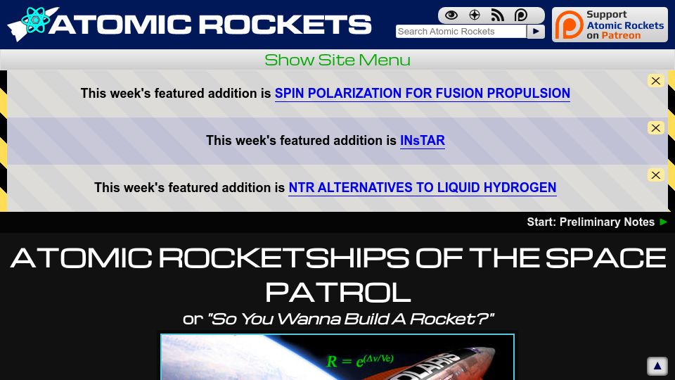 Screenshot of projectrho.com: Atomic Rocket