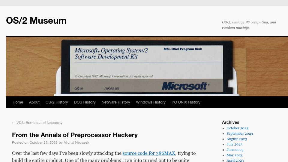 Screenshot of os2museum.com: From the Annals of Preprocessor Hackery