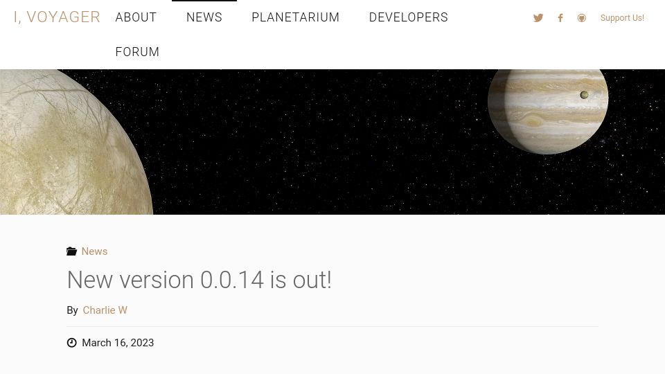 Screenshot of ivoyager.dev: I, Voyager: Open-Source Software Planetarium