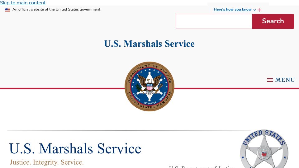 Screenshot of usmarshals.gov: U.S. Marshals Searching for Fugitive Wanted for the Murder of a State Judge