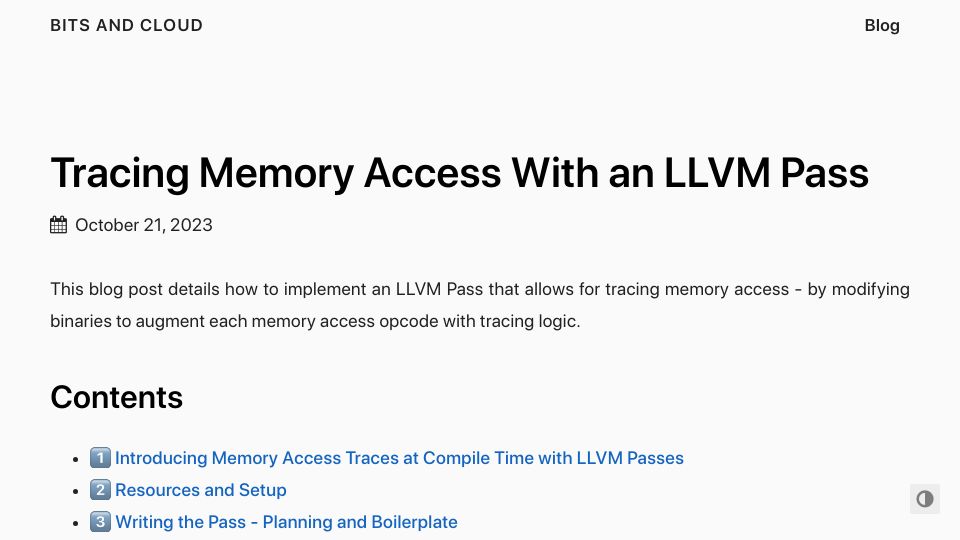 Screenshot of bitsand.cloud: Tracing Memory Access with an LLVM Pass