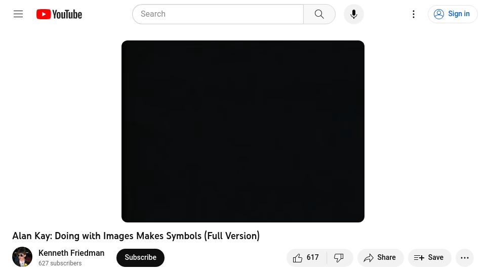 Screenshot of youtube.com: Alan Kay: Doing with Images Makes Symbols [video]