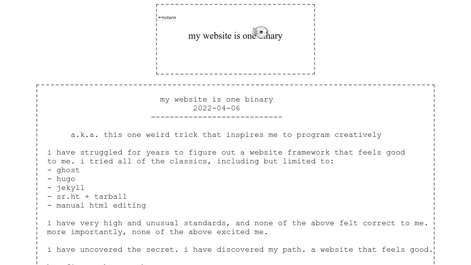 Screenshot of j3s.sh: My website is one binary (2022)