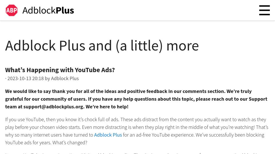Screenshot of blog.adblockplus.org: Adblock Plus and (a little) more
