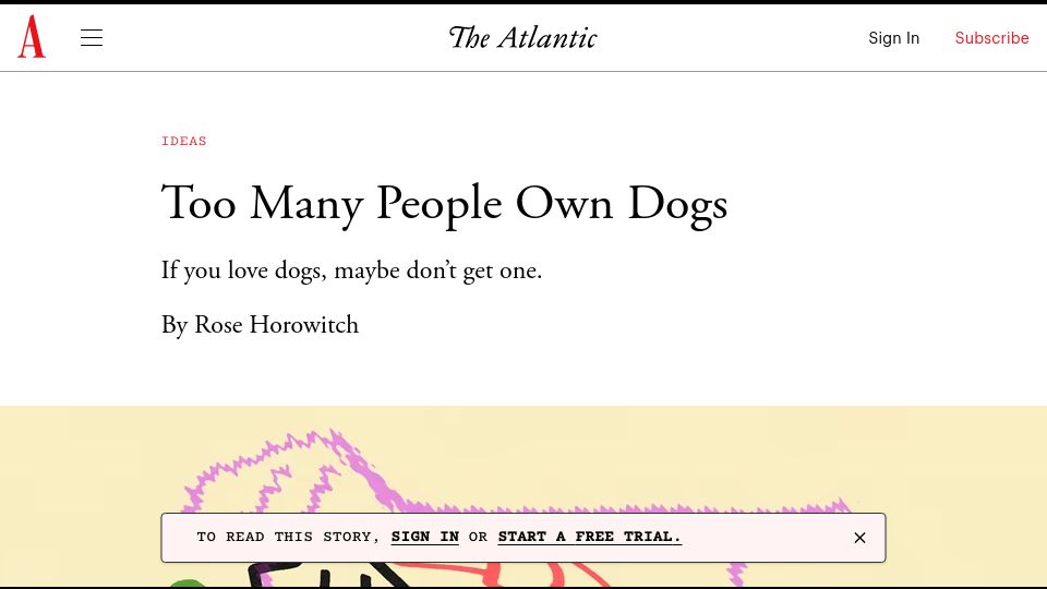 Screenshot of theatlantic.com: Why Are So Many Dogs on Prozac?