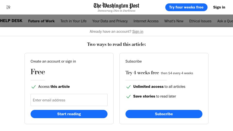 Screenshot of washingtonpost.com: Growing AI presence is re-energizing parts of San Francisco