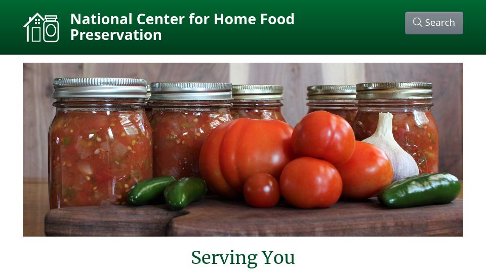 Screenshot of nchfp.uga.edu: National Center for Home Food Preservation