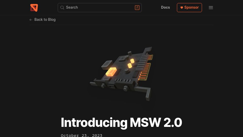 Screenshot of mswjs.io: MSW 2.0 – Mock Service Worker