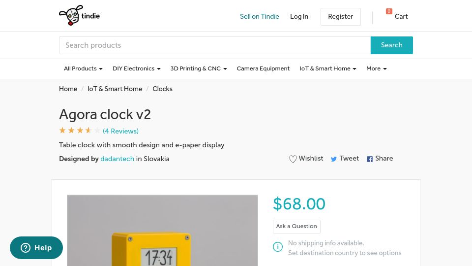 Screenshot of tindie.com: Agora Clock