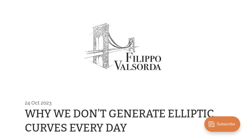 Screenshot of words.filippo.io: Why we don’t generate elliptic curves every day