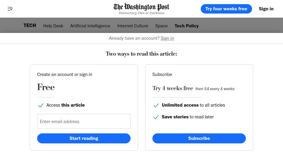 Screenshot of washingtonpost.com: 41 states sue Meta, claiming Instagram, Facebook are addictive, harm kids