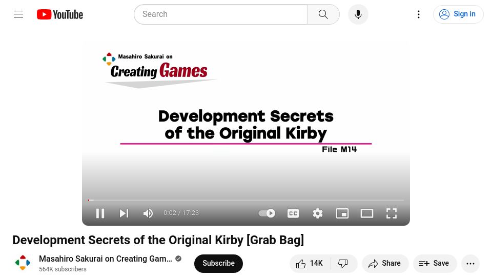 Screenshot of youtube.com: Development Secrets of the Original Kirby [video]