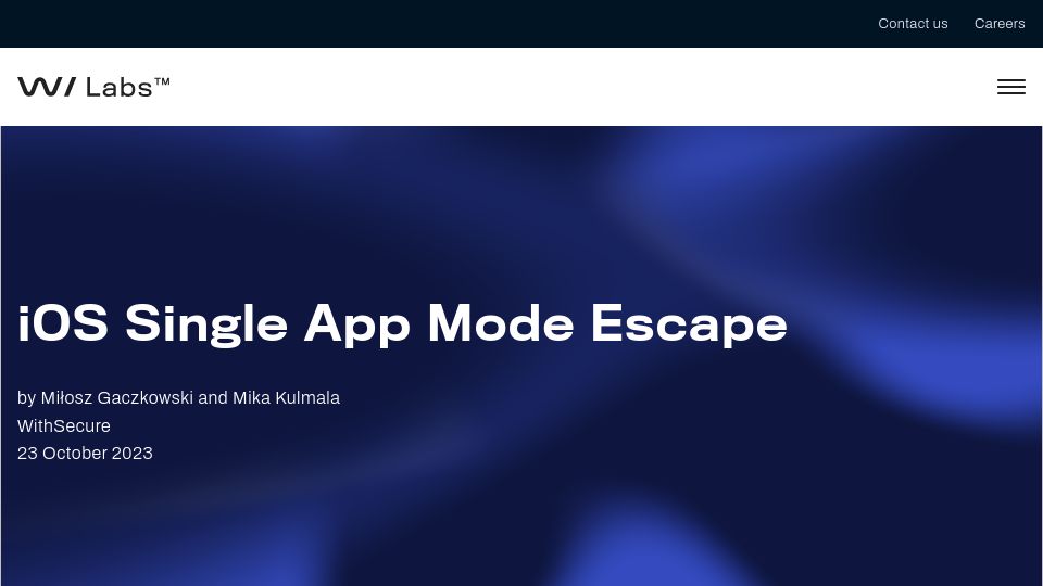 Screenshot of labs.withsecure.com: iOS Single App Mode Escape