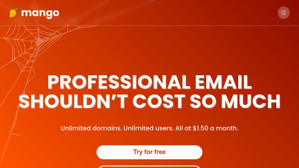 Screenshot of mymangomail.com: Show HN: Mango Mail – The most affordable email host with unlimited addresses