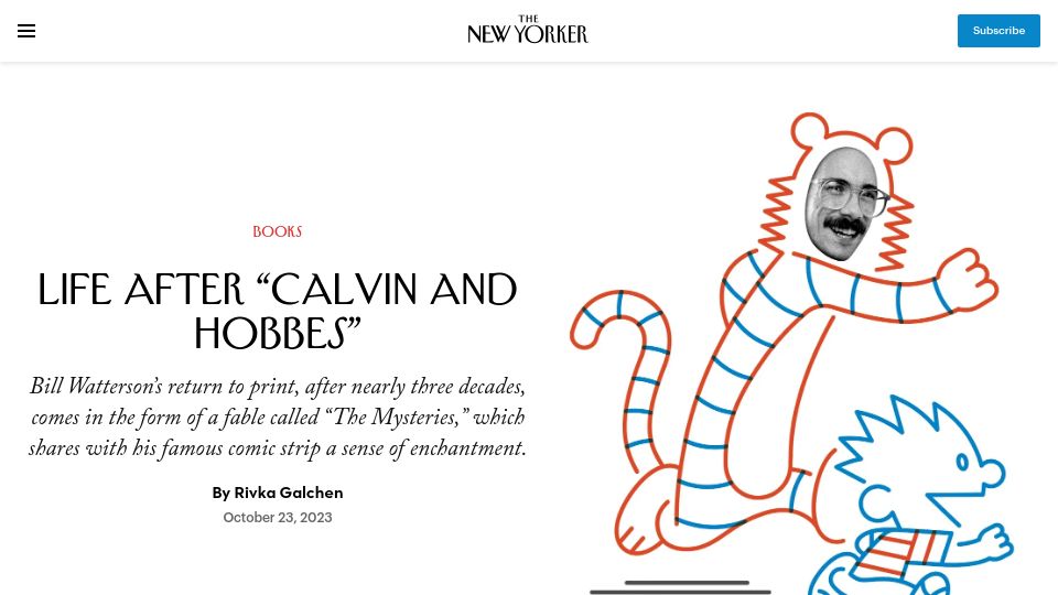 Screenshot of newyorker.com: Life After “Calvin and Hobbes”