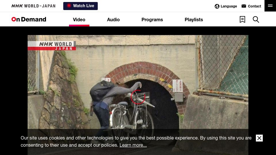 Screenshot of www3.nhk.or.jp: Nishinomiya's 1.3 meters tall "Manbow Tunnel"