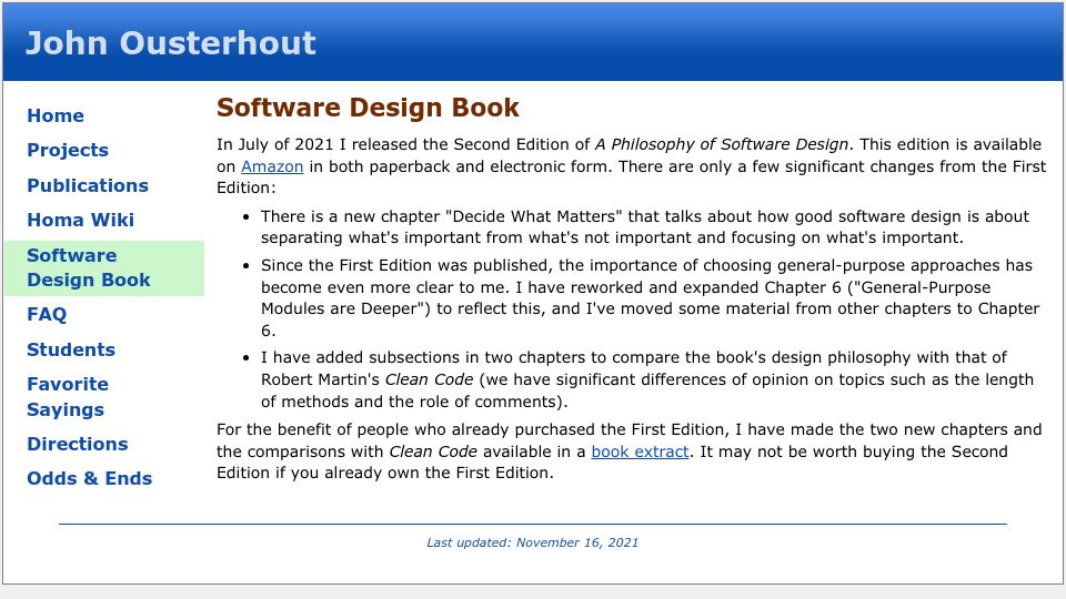 Screenshot of web.stanford.edu: A Philosophy of Software Design