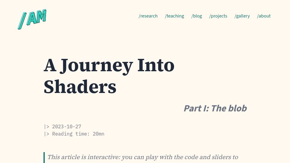 Screenshot of mayerowitz.io: Interactive intro to shaders