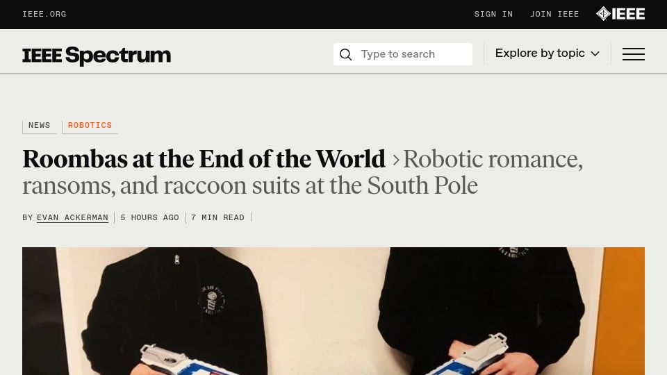 Screenshot of spectrum.ieee.org: Roombas at the end of the world