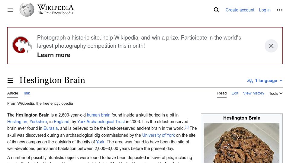 Screenshot of en.wikipedia.org: Heslington Brain
