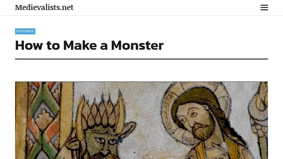 Screenshot of medievalists.net: Monsters in the Middle Ages
