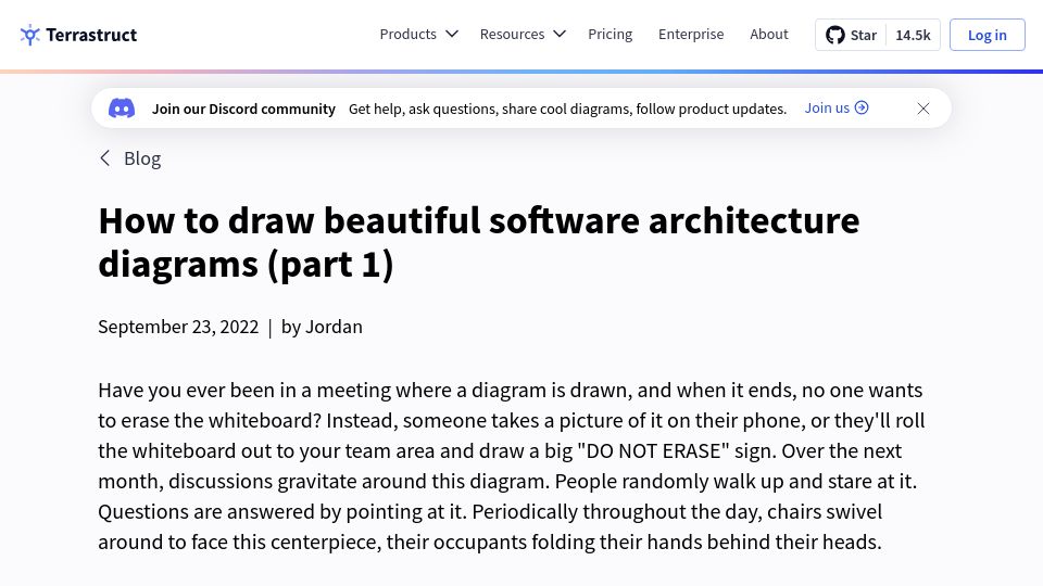Screenshot of terrastruct.com: How to draw software architecture diagrams (2022)