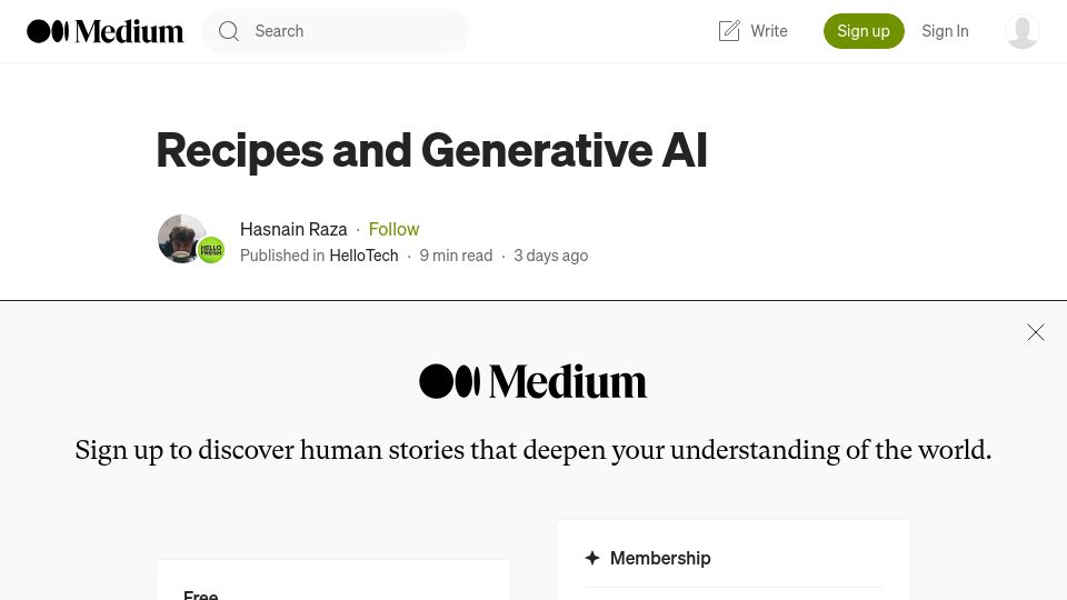 Screenshot of engineering.hellofresh.com: Food and Generative AI