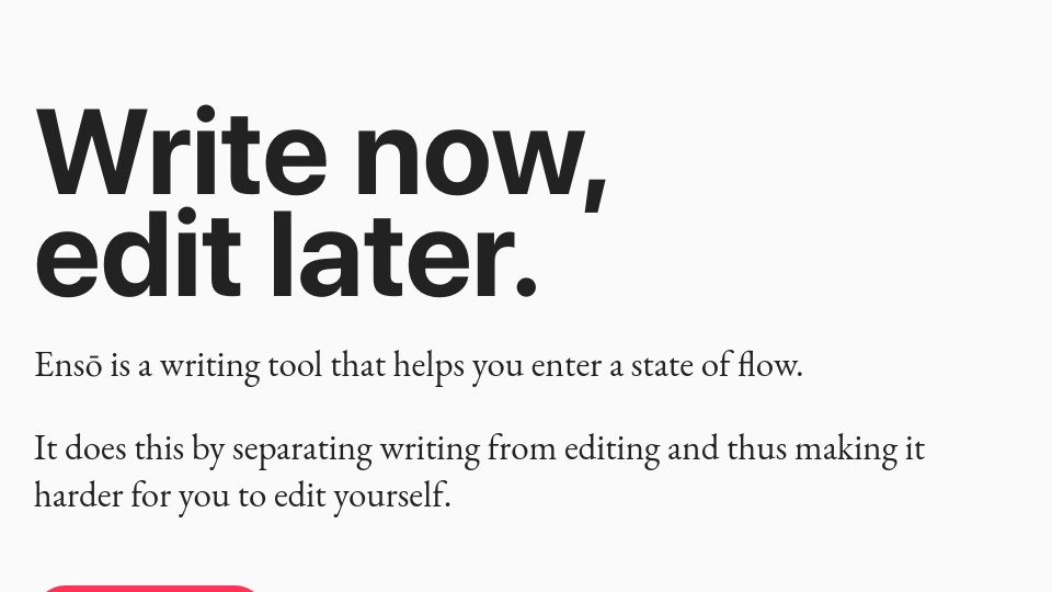 Screenshot of enso.sonnet.io: Ensō: write now, edit later