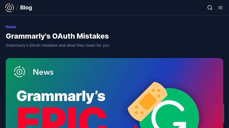 Screenshot of fusionauth.io: Grammarly's OAuth Mistakes