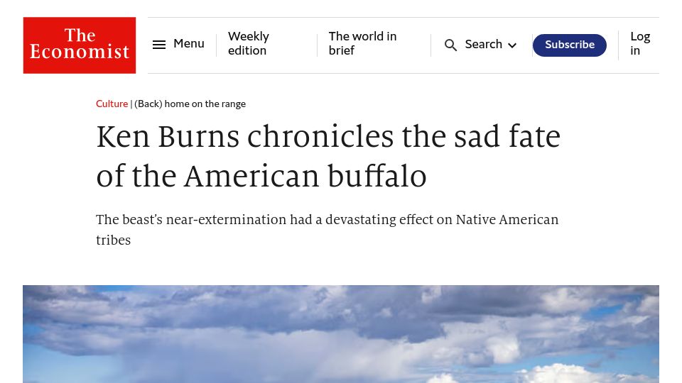 Screenshot of economist.com: Ken Burns chronicles the sad fate of the American buffalo