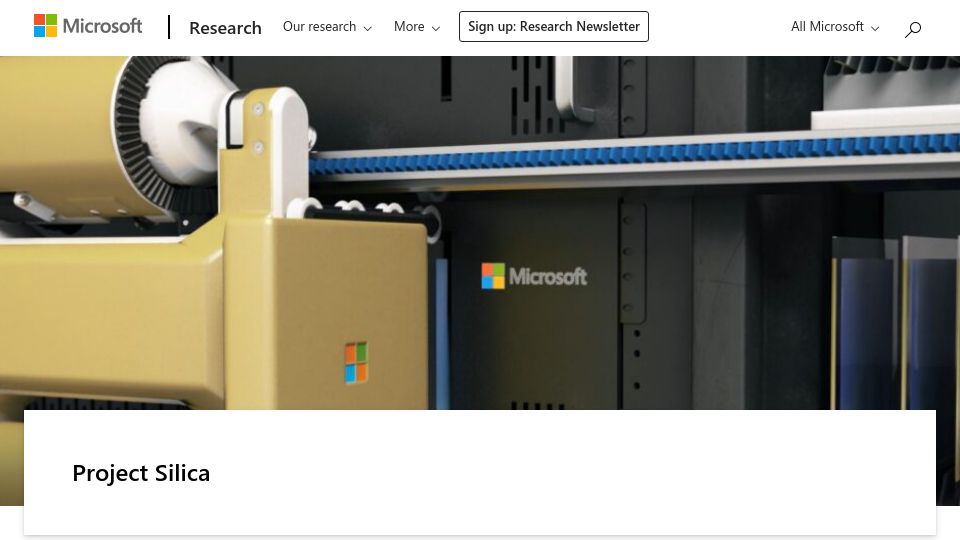 Screenshot of microsoft.com: Project Silica