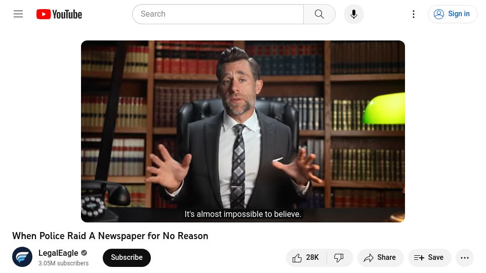 Screenshot of youtube.com: When Police Raid a Newspaper for No Reason