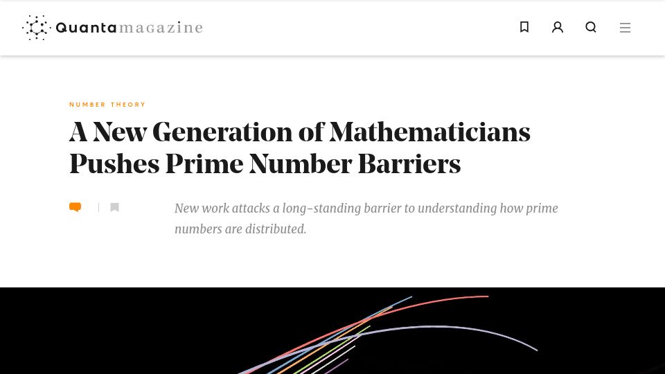 Screenshot of quantamagazine.org: A new generation of mathematicians pushes prime number barriers
