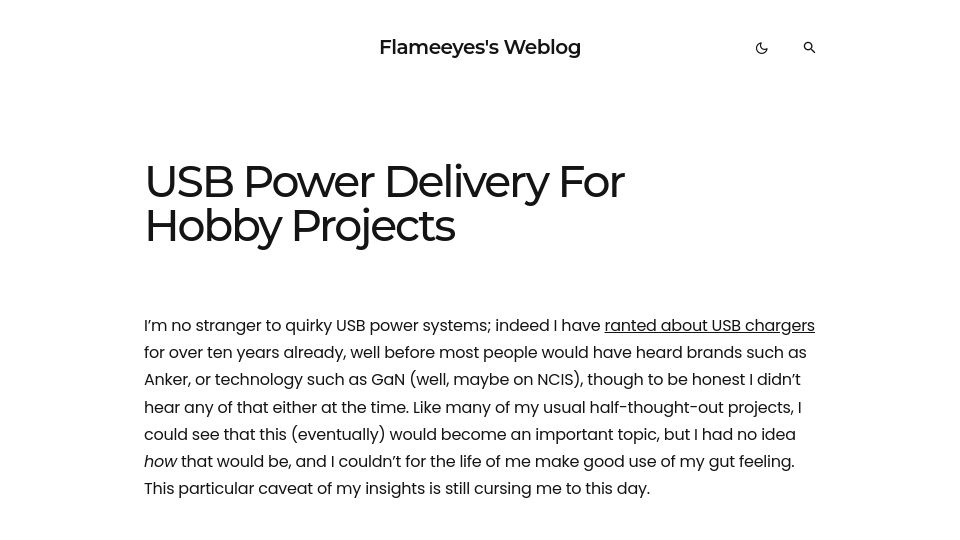 Screenshot of flameeyes.blog: USB Power Delivery for Hobby Projects