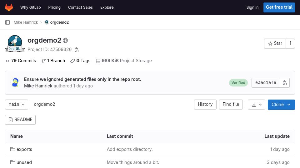 Screenshot of gitlab.com: Literate Documentation with Emacs and Org Mode