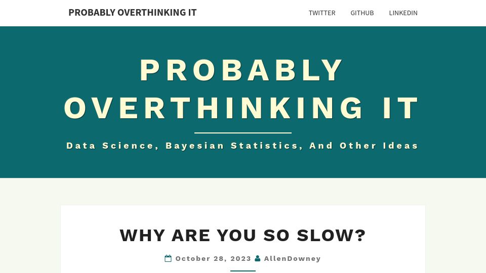 Screenshot of allendowney.com: Running Speeds