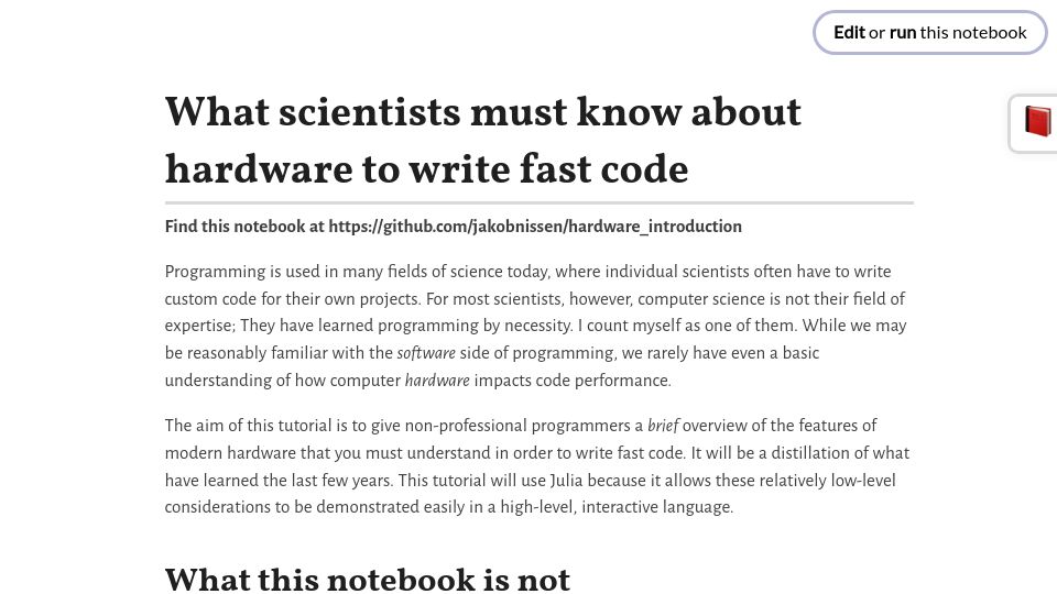Screenshot of viralinstruction.com: What scientists must know about hardware to write fast code (2020)