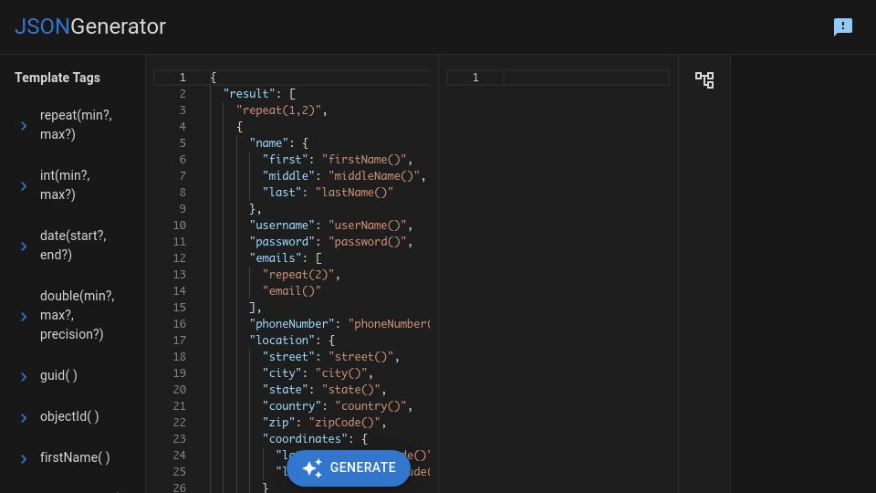 Screenshot of jsongenerator.io: Show HN: Generate JSON mock data for testing/initial app development