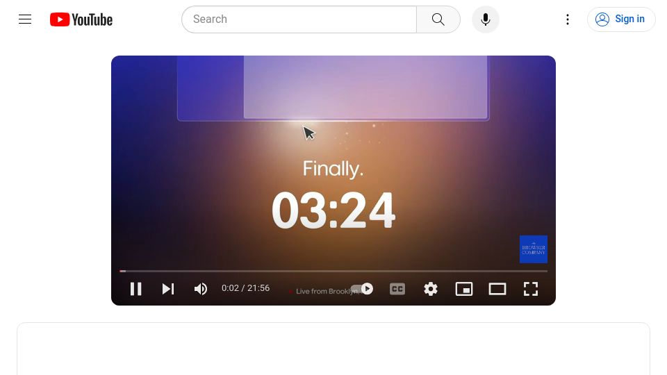 Screenshot of youtube.com: Arc browser built-in AI features [video]