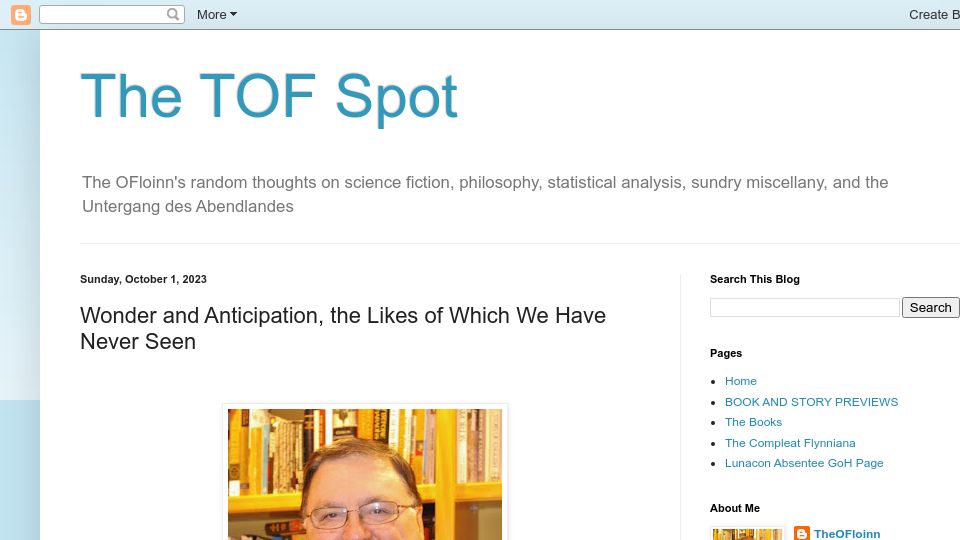 Screenshot of tofspot.blogspot.com: Michael F. Flynn has died