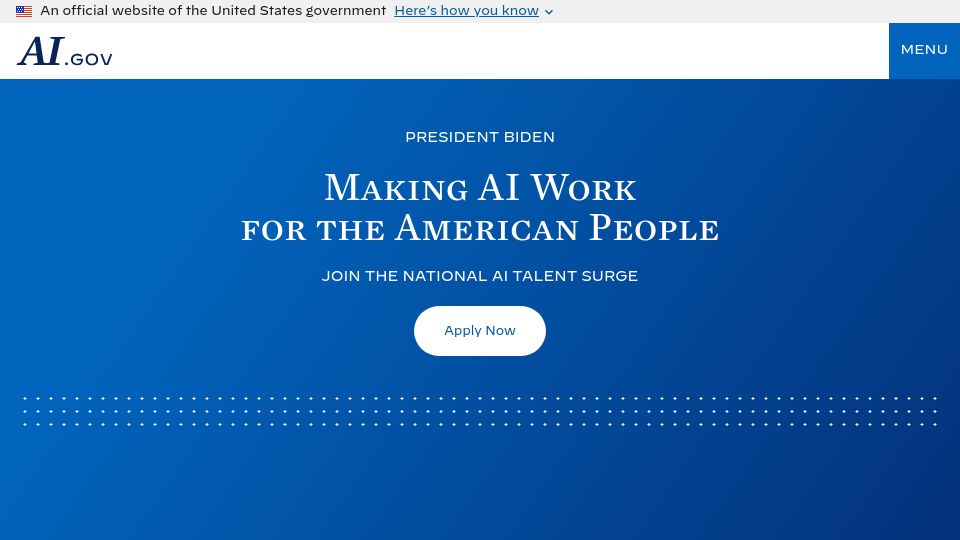 Screenshot of ai.gov: AI.gov