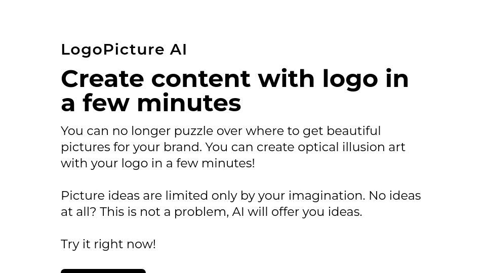 Screenshot of logopictureai.com: Show HN: Web app to generate AI pictures with logos "hidden" in them