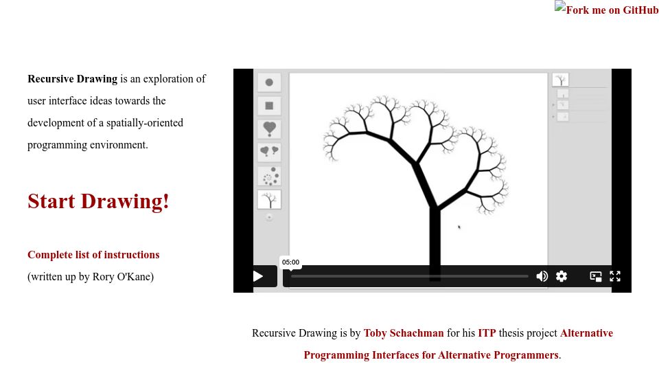 Screenshot of recursivedrawing.com: Recursive Drawing