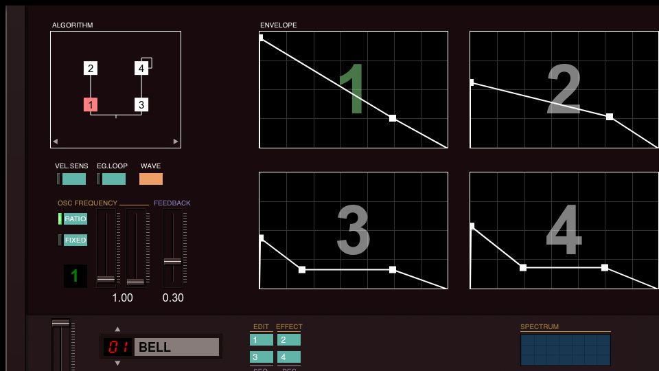 Screenshot of taktech.org: Web FM synthesizer made with HTML5