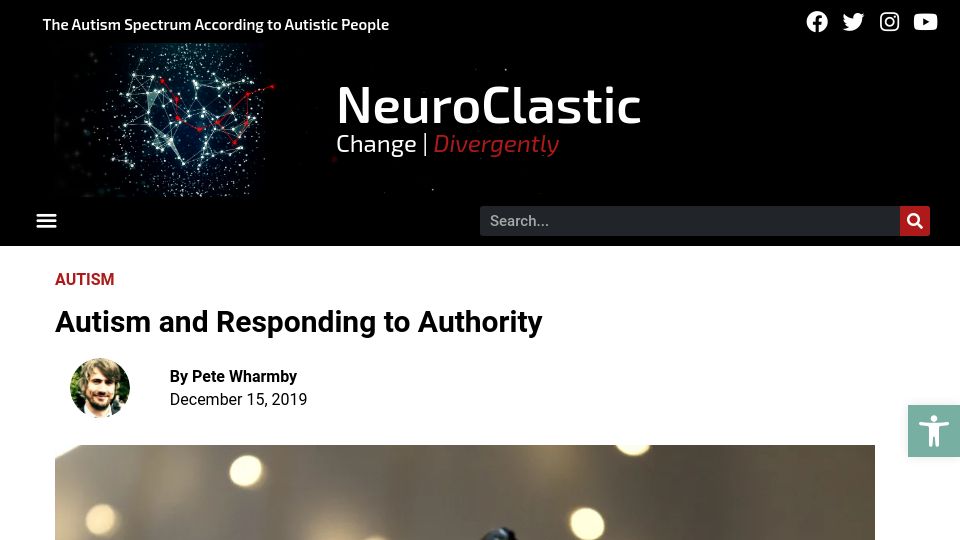 Screenshot of neuroclastic.com: Autism and responding to authority (2019)