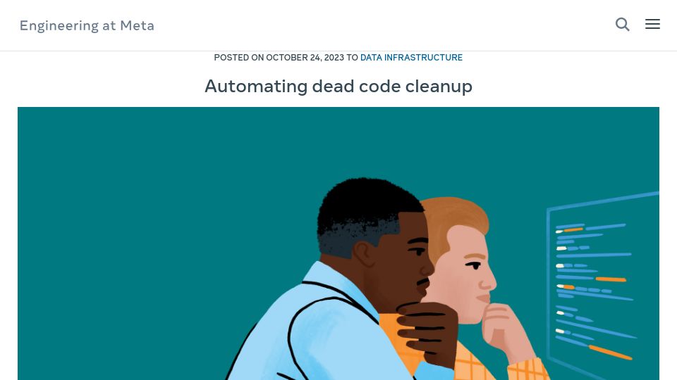 Screenshot of engineering.fb.com: Automating Dead Code Cleanup