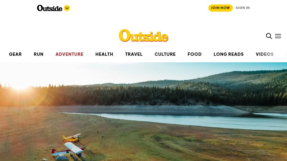Screenshot of outsideonline.com: Winging it with the new backcountry barnstormers