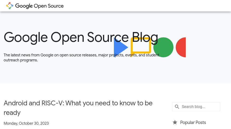 Screenshot of opensource.googleblog.com: Android and RISC-V: What you need to know to be ready