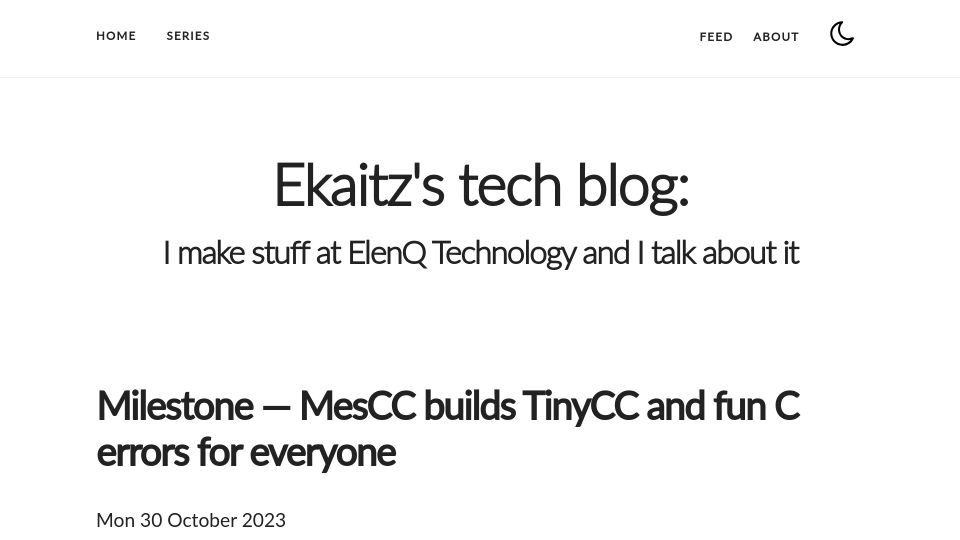 Screenshot of ekaitz.elenq.tech: Bootstrapping GCC in RISC-V: Milestone: MesCC builds TinyCC and fun C errors